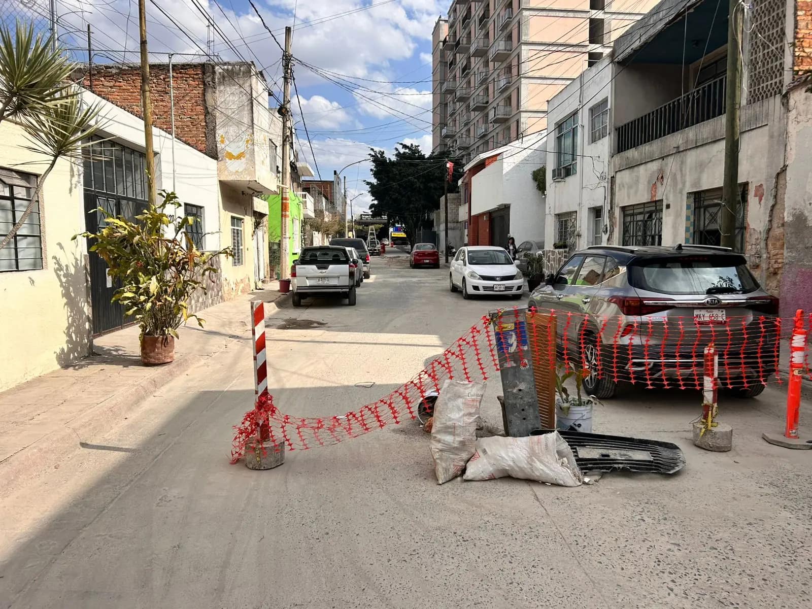 Signed trench on a residential street