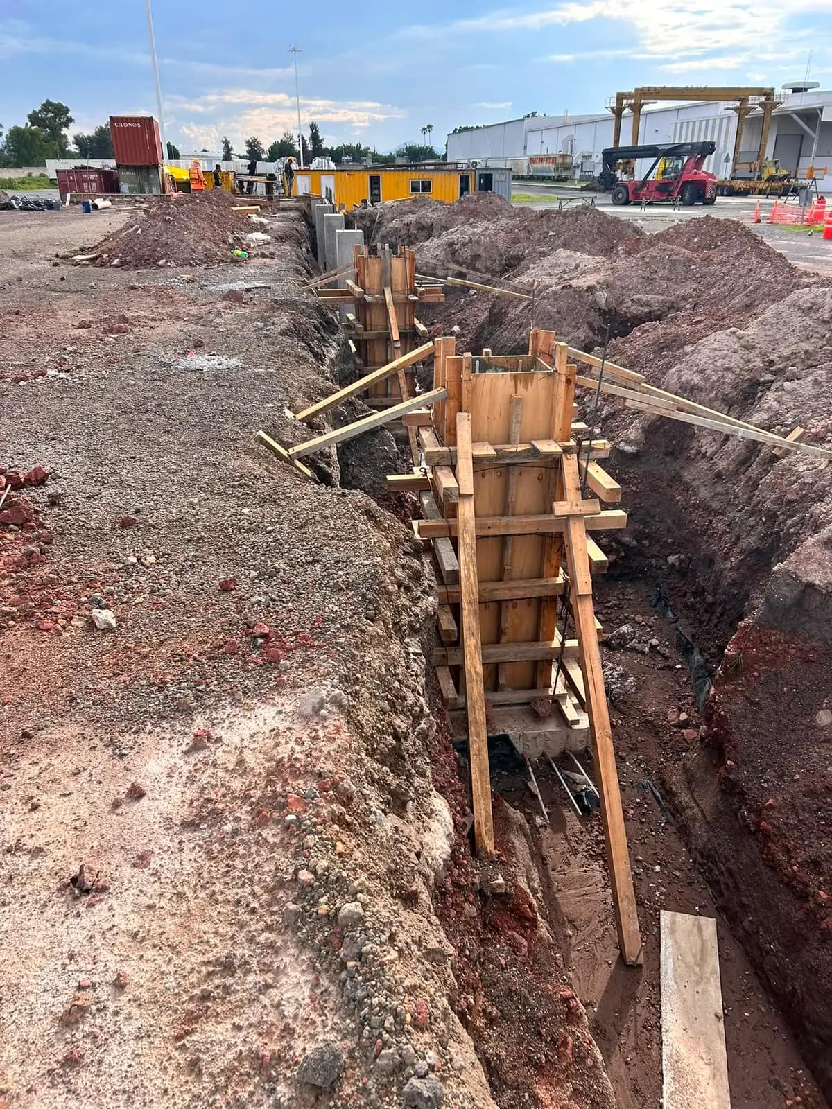 Formwork and rebar of a strip footing