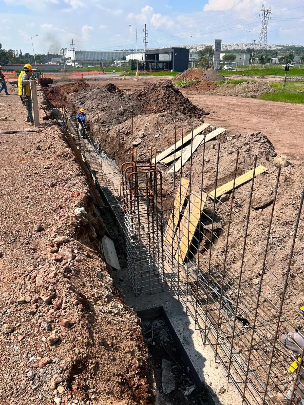 Foundation work front in an industrial park